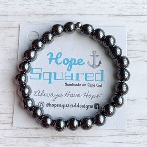 Beaded hematite stone bracelet